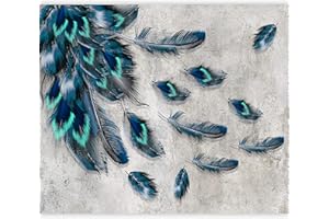 murando Carta da parati Piuma di pavone 350x256 cm Fotomurali in TNT Murale alla moda Decorazione da Muro XXL Poster Gigante Design Carta per pareti Astratto Natura Calcestruzzo blu n-C-0358-a-a