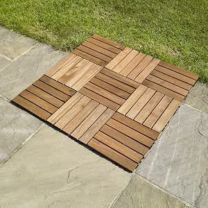 Kingfisher FT100 Wooden Decking Tiles - Natural Wood (Pack of 9 ...