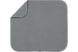 S&T INC. 407201 Saugstarke, wendbare Mikrofaser-Abtropfmatte für die Küche, Grau