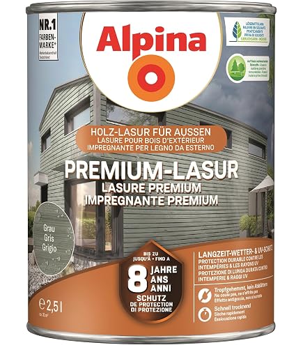 Alpina Wetterschutzfarbe Deckend 0,75 L Basaltgrau Holzschutzfarbe