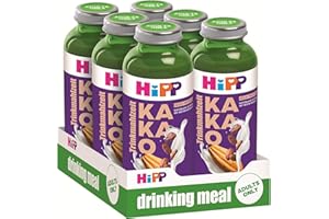 ‎HIPP HiPP Trinkmahlzeit Kakao, 6 x 330 ml, vollwertige Zwischenmahlzeit, mit bester Heumilch, echtem Kakaopulver, 23 Vitaminen & Mineralstoffen, High Protein, glutenfrei