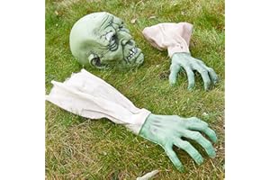 PREXTEX Zombie Groundbreaker dekoracje halloweenowe na podwórko lub do ogrodu – zestaw ramion szkieletu, czaszka, naturalnej wielkości zombie do nawiedzonego domu i upiornej dekoracji ogrodu