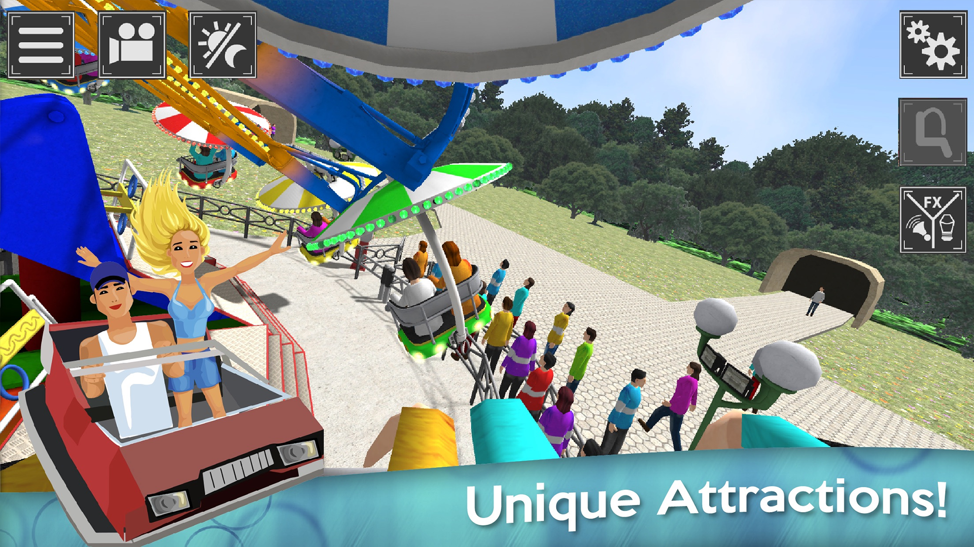Thrill Rush Amusement park simulator (Roller coasters, ferris wheel