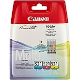 Canon CLI-521 C/M/Y Colour Ink Cartridge Multipack