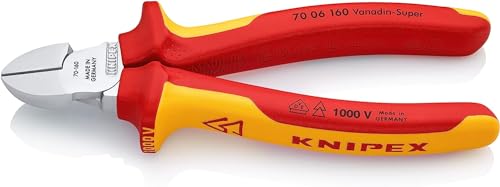 KNIPEX Szczypce tnące boczne chromowany z wielokomponentowymi osłonkami izolowane wg VDE 160 mm 70 06 160