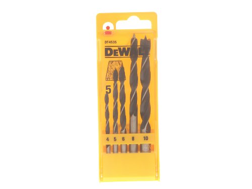 DeWalt DT4535-QZ (zestaw wierteł spiralnych do drewna, 5-częściowy, w kasecie z tworzywa sztucznego 4, 5, 6, 8, 10 mm