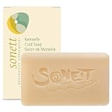 Sonett Kernseife 100 g – Bio-Naturkernseife, palmölfrei, ohne Duftstoffe und Füllstoffe, rein pflanzlich – ideal für Haut, Haar und Haushalt