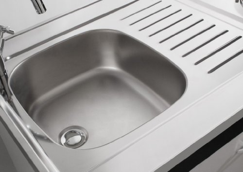 MEBASA MK0008OSWEISSC Büro-Küche Küchenblock mit Kühlschrank Spüle und