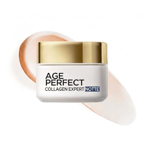 LOréal Paris Crema Viso Notte Anti-Età, Per Pelli Mature, Pelle Più Compatta e Levigata, Macchie dellEtà Ridotte, Con Pe