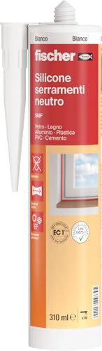 Fischer SNF Silicone Sigillante Legno Bianco, Pavimenti e Finestre, Neutro a Basso Modulo, Elastico, per Serramenti, Por