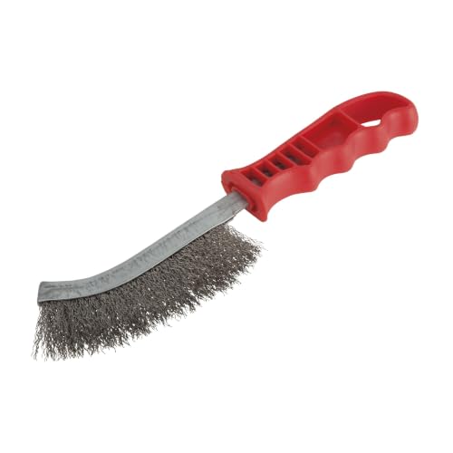 wolfcraft Spazzola manuale in acciaio inox con manico in plastica - per acciaio inox, metallo, metalli non ferrosi I Rim