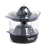 Moulinex Ultracompact, Exprimidor de cítricos de 25 W, Compacto, Plástico | Capacidad de 450 ml, Cono de Doble Sentido, Apto lavavajillas, Auto On/Off presionando el cono, Negro, PC120870