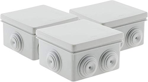 Zenitech - Set di 3 scatole di derivazione impermeabili, Quadrate, Bianco, Dimensioni di 80 x 80 x 46 mm, IP55
