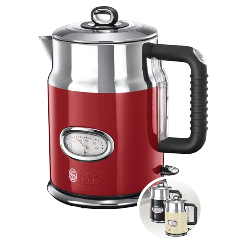 [Wczesna oferta Prime] Russell Hobbs czajnik elektryczny, pojemność 1,7l, moc 2400W, retro, czerwony Retro 21670-70