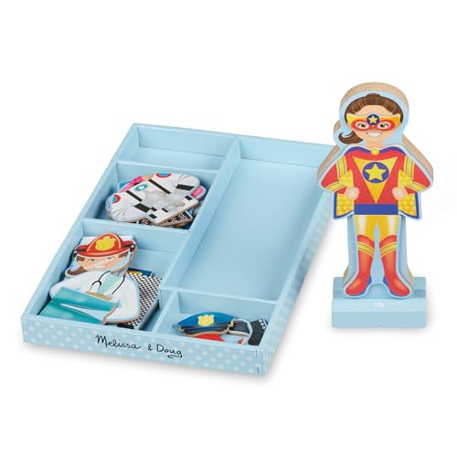 Melissa & Doug – drewniana magnetyczna lalka do przebierania Julia | puzzle, pacynki zwierzęta domowe, układanka w kszta...