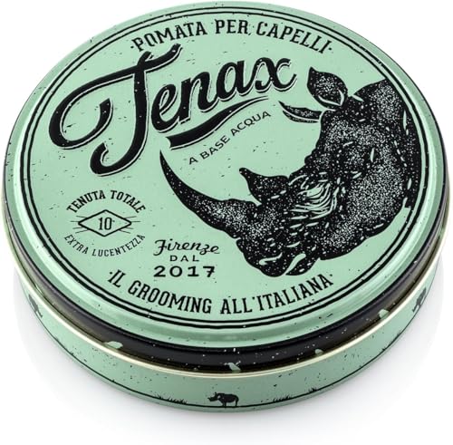 Tenax Ultra Strong Shine Pomade 125 ml, Cera capelli uomo con tenuta altissima, Cera per capelli a base dacqua da usare 