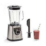 Moulinex Perfect Mix+ LM811D - Batidora de vaso 1200W, jarra vidrio 1.5L, 3 programas automáticos, tapa