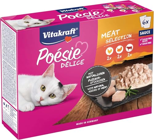Vitakraft Poésie Délice, cibo umido gatti, pollo,tacchino e manzo (6x 85 g)