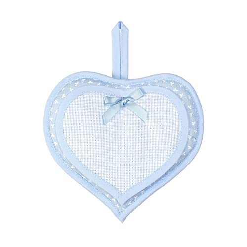 Filet - Fiocco Nascita Cuore da Ricamare  Cielo  20x20 cm  Made in Italy
