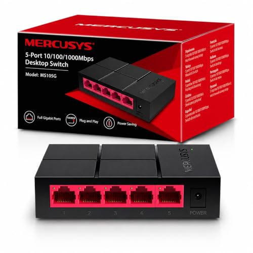 MERCUSYS MS105G – 5-portowy gigabitowy switch biurkowy metalowa obudowa Plug & Play