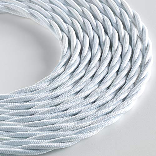 Klartext - Cavo tessile trecciato LUMIÈRE per illuminazione, 3x0,75mm, Bianco Opaco, 3mt.Attenzione: cavo terra incluso 
