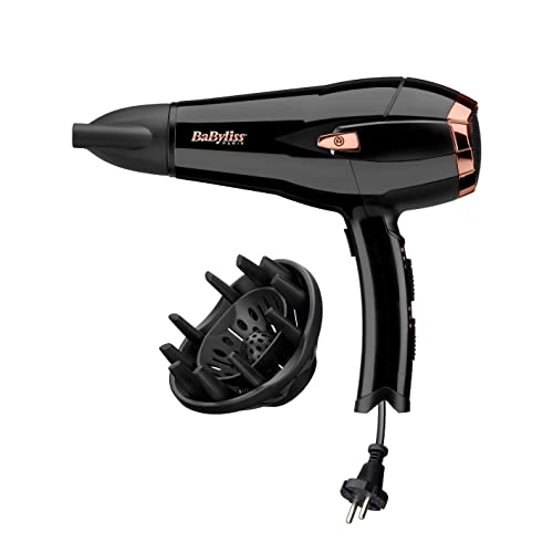 BaByliss Asciugacapelli con cavo retrattile, 2000W Phon Capelli Professionale, funzione ionica anti-crespo, 3 impostazio