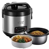 Russell Hobbs- Vaporera y arrocera grande (antiadherente, tapa de cristal, 500 W
