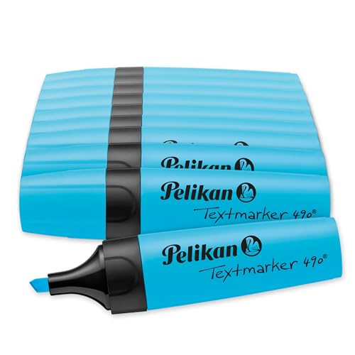 Pelikan 10 evidenziatori 490, 10 x blu neon, con punta a scalpello