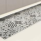 CREARREDA Alfombra de Cocina Antideslizante Lavable, 50x150 cm, Diseño Moderno y Duradero, Gris
