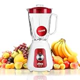 Ufesa BS4717 Ruby Red - Batidora de vaso 1500W, jarra cristal 1.5L, 2 velocidades + Pulse, tapa con vaso medidor