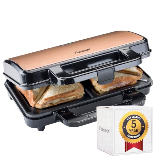 Opiekacz do kanapek/tostów. Bestron XL Sandwichmaker. Toster na 2 sandwiche. Moc 900 W. Kolor miedziany. Darmowa wysyłka...