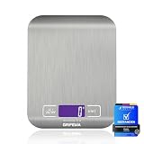 Grifema GA2002 Báscula de Cocina con Pantalla LCD, Acero Inoxidable, 5 kg/11 lbs
