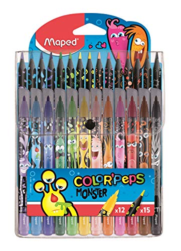 Maped Zestaw 12 flamastrów + 15 kredek Color Peps Monster