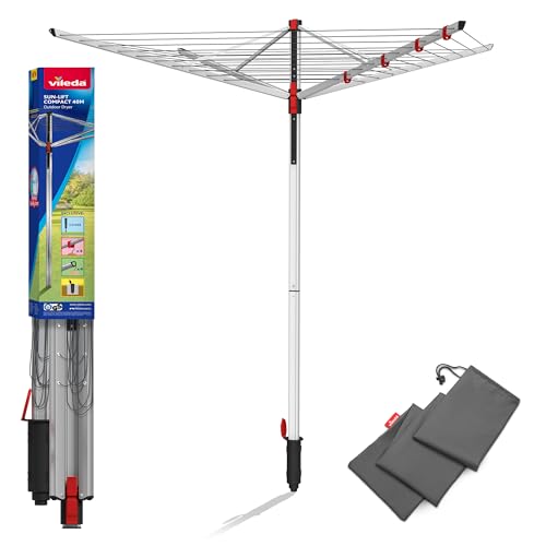 Vileda Suszarka ogrodowa na pranie Sun Lift Compact 40 | aluminium | regulacja wysokości 1,55-1,72 m | system Easy-Lift
