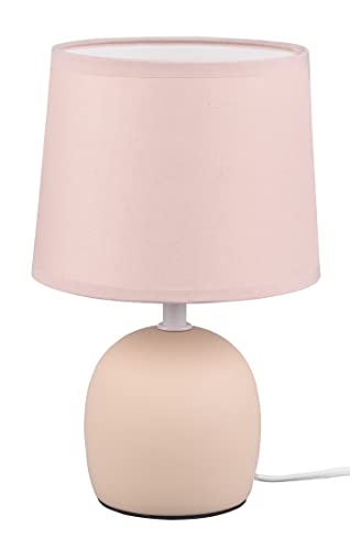 Trio Leuchten R50802644 Malu Lampada da Tavolo in Ceramica con Paralume, Beige, Altezza 26 Cm
