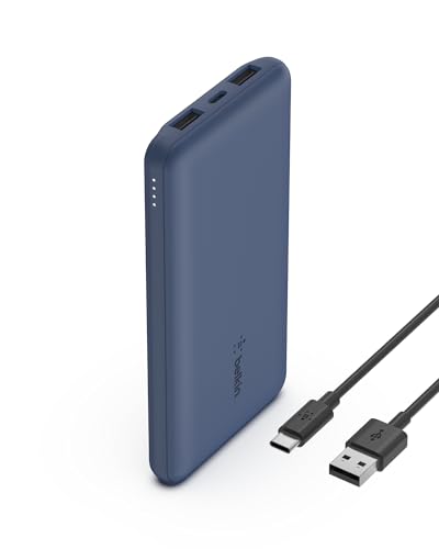 Belkin BoostCharge Power Bank 10000mAh con Porte USB-C e USB-A - Blu - Taglia 10,000 mAh - 15 Watts