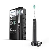 Philips Sonicare serie 3100, cepillo dental eléctrico, sónico, sensor de presión y temporizador, negro, HX3671/14