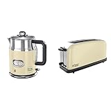 Russell Hobbs Retro - Set tostadora + hervidor, 2 rebanadas, 1.7L, diseño retro crema