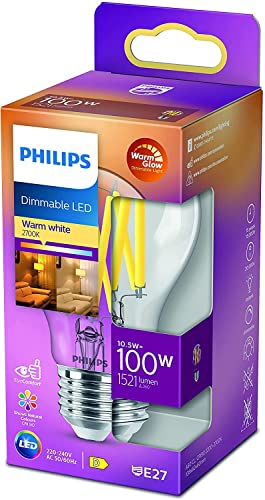 PHILIPS LED Lampadina a Filamento Goccia, 100W, E27, Luce Bianca Calda, Dimmerabile
