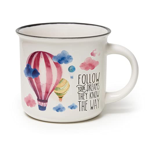 Legami - Cup Puccino, Tazza in Porcellana New Bone China, Tema Air Ballon, Take a Break Collection, Capacità 350 ml, Lav