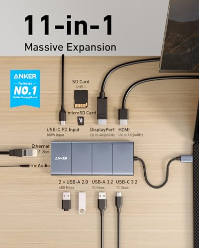 Anker 565 hub USB-C 565 11 w 1 10 Gb/s 4K HDMI DP 100 W PD