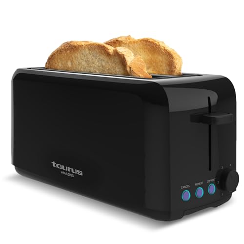 Toster Taurus Amazing TO3000 1450 W z 2 długimi szczelinami i 6 poziomami opiekania, czarny