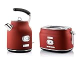 Westinghouse Retroline - Juego de desayuno tostadora + hervidor, 2 ranuras, diseño retro, 1.7L