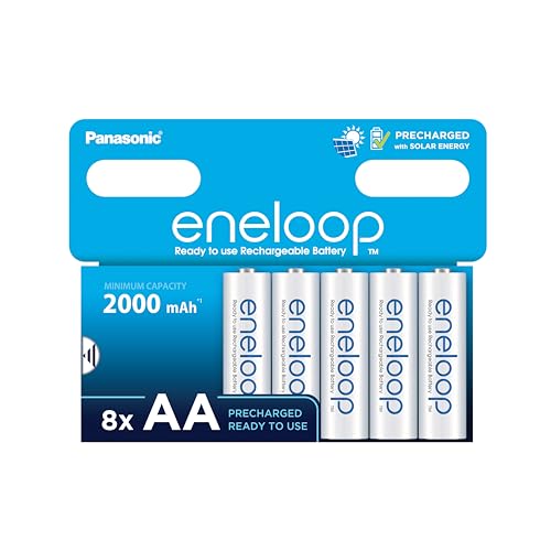 Panasonic eneloop | Ready-to-Use Ni-MH akumulatory AA/Mignon 8 sztuk w zestawie większa pojemność min. 2000 mAh 2100 cyk...