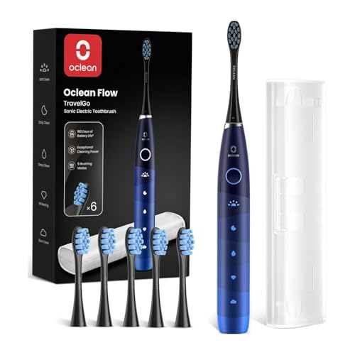 Oclean TravelGo FlowSet Sonic Electric Brush, ładowanie co 180dni, 5 trybów, IPX7 wodoodporny, 2-minutowy timer, 6 głowi...