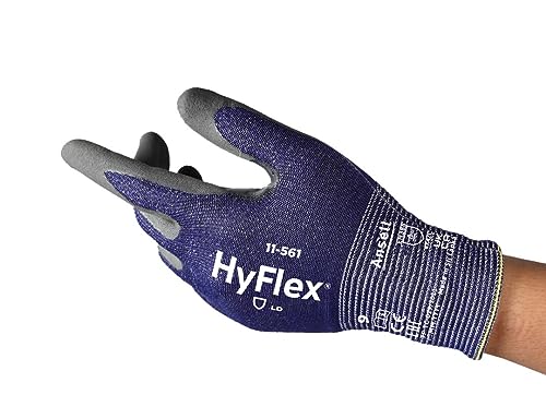 Ansell HyFlex 11-561 Guanti Antitaglio Ultrasottili, Rivestimento in Nitrile Traspirante, Guanti da Lavoro Professionali