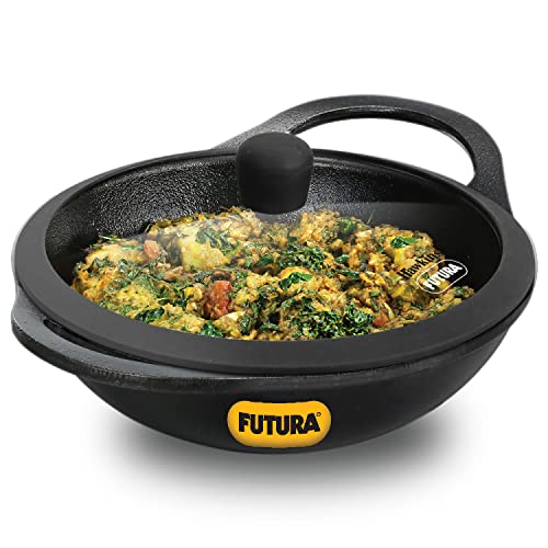 Hawkins Futura 2 Litre Cast Iron Kadhai with Glass Lid