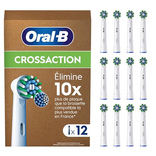 Oral-B Testine di Ricambio Pro, Cross Action, Bianche, 12 Ricambi