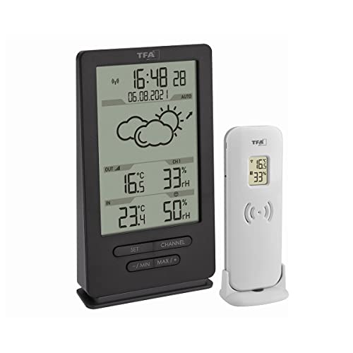 TFA Dostmann stazione meteo con sensore esterno, wireless, 35.1162.10, con previsioni del tempo, digitale, temperatura e