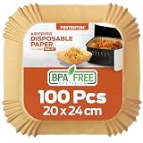 PORTENTUM Papel freidora aire 100 unidades de 20-24 cm Cuadrado. Para Air Fryer,